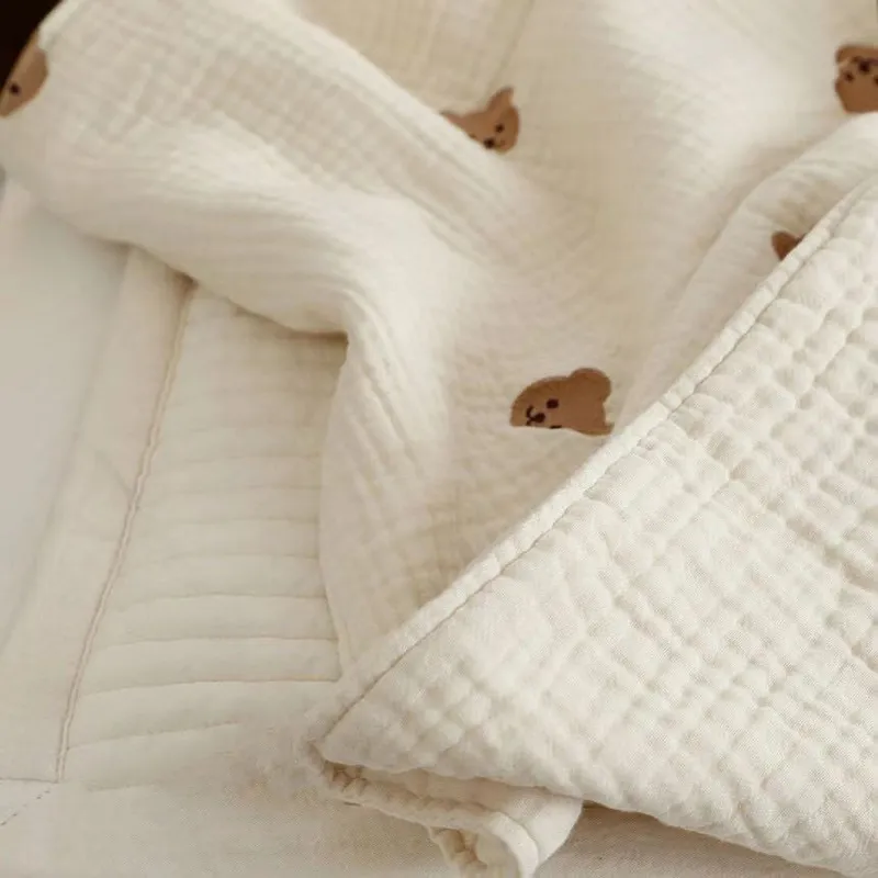 MI Ins nato orso coreano ricamo bambini coperta dormire accessori biancheria da letto in cotone 220620