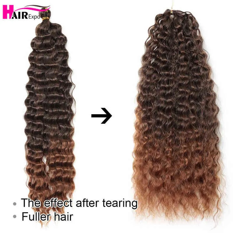 22inch Long Deep Crochet Hair tress Water Wave Synthetic Braiding Extensions For Black Women Expo City 2206106237842