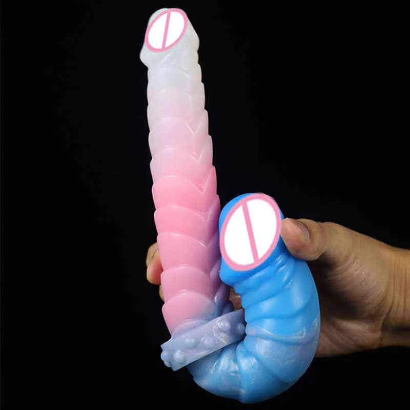 Nxy Dildos Silicone Double Headed Penis Female False Anal Plug Adult Sex Products Passion Massage Masturbation Toy 0316