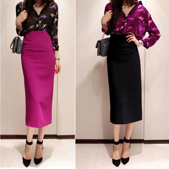 summer women's stretch slim temperament bag hip skirt ladies Knee-Length Casual Polyester Solid 220317