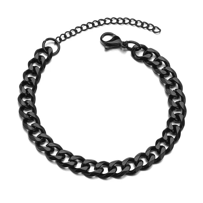 High Quality Stainless Steel Bracelets For Men Blank Color Punk Curb Cuban Link Chain Bracelet Jewelry Gifts trend