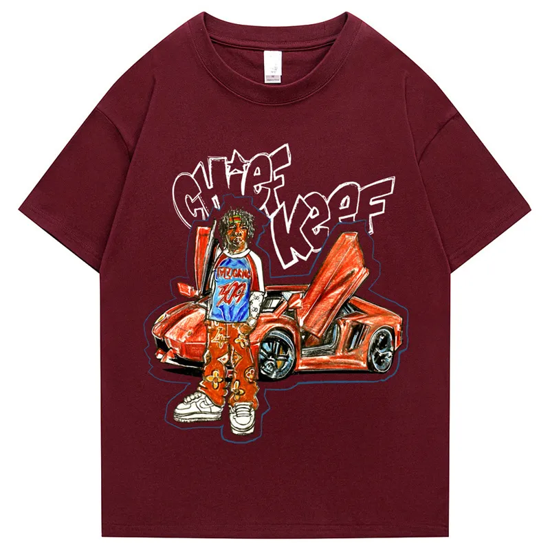 Chief Keef Harajuku Men's Tirt Hip Hop Alphabet Cartoon Cotton Summer Summer Summer Men 220408