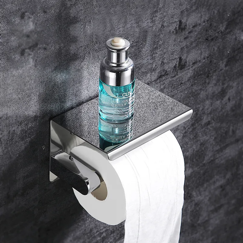 Porta carta igienica in acciaio inossidabile Supporto da parete bagno Mensola telefono WC Mensola asciugamani Accessori 220809