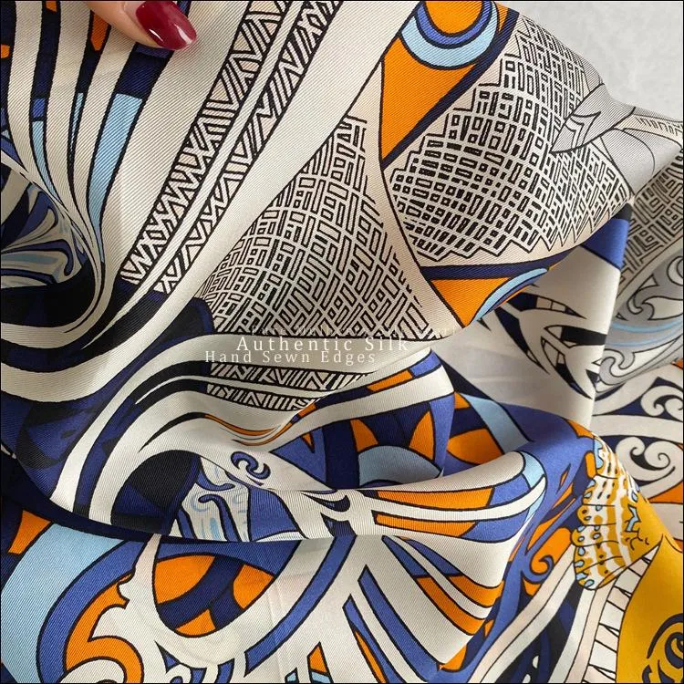 Schals Schal aus reiner Maulbeerseide, 140 cm, handgerollter Rand, extra groß, authentischer Damen-Designer-Schal aus Seide, Kawa Ora Scarves273u