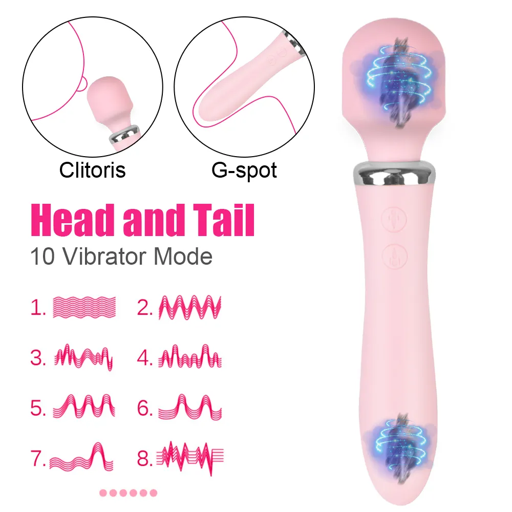 Double moteurs vibrateurs Clitoris stimulateur Vaginal sexy masseur jouets pour femme G Spot vibrant gode baguette magique AV vibrateur