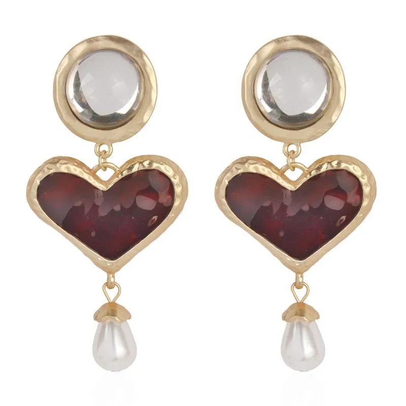 Dangle & Chandelier Fashion Heart Resin Drop Earring For Women Wedding Jewelry Boho Simulated Pearl Statement Party Gifts 2022Dang304V