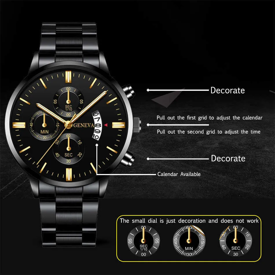 Reloj hombre moda erkekler paslanmaz çelik izleme lüks takvim kuvars bileği saat iş saatleri için iş saatleri Montre homme