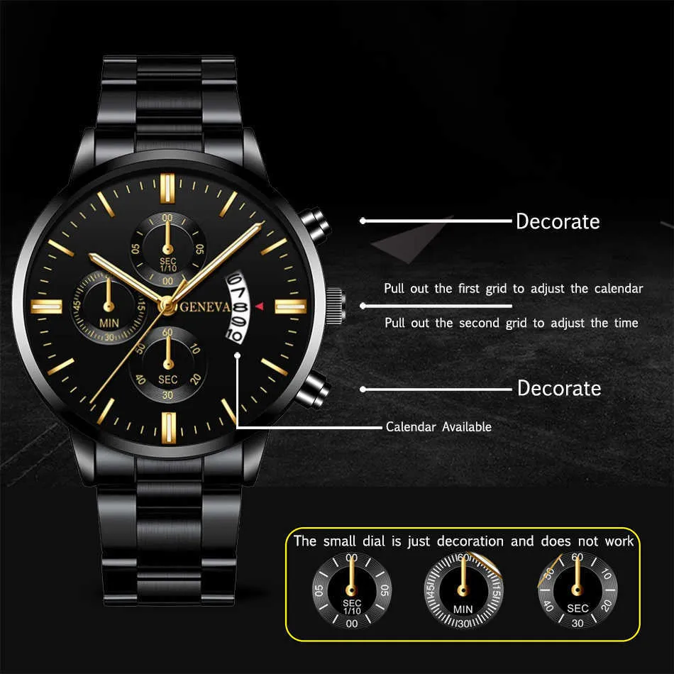 Reloj Hombre Mode Mannen Roestvrij Stalen Horloge Luxe Kalender Quartz Horloge Zakelijke Horloges voor Man Klok montre homme