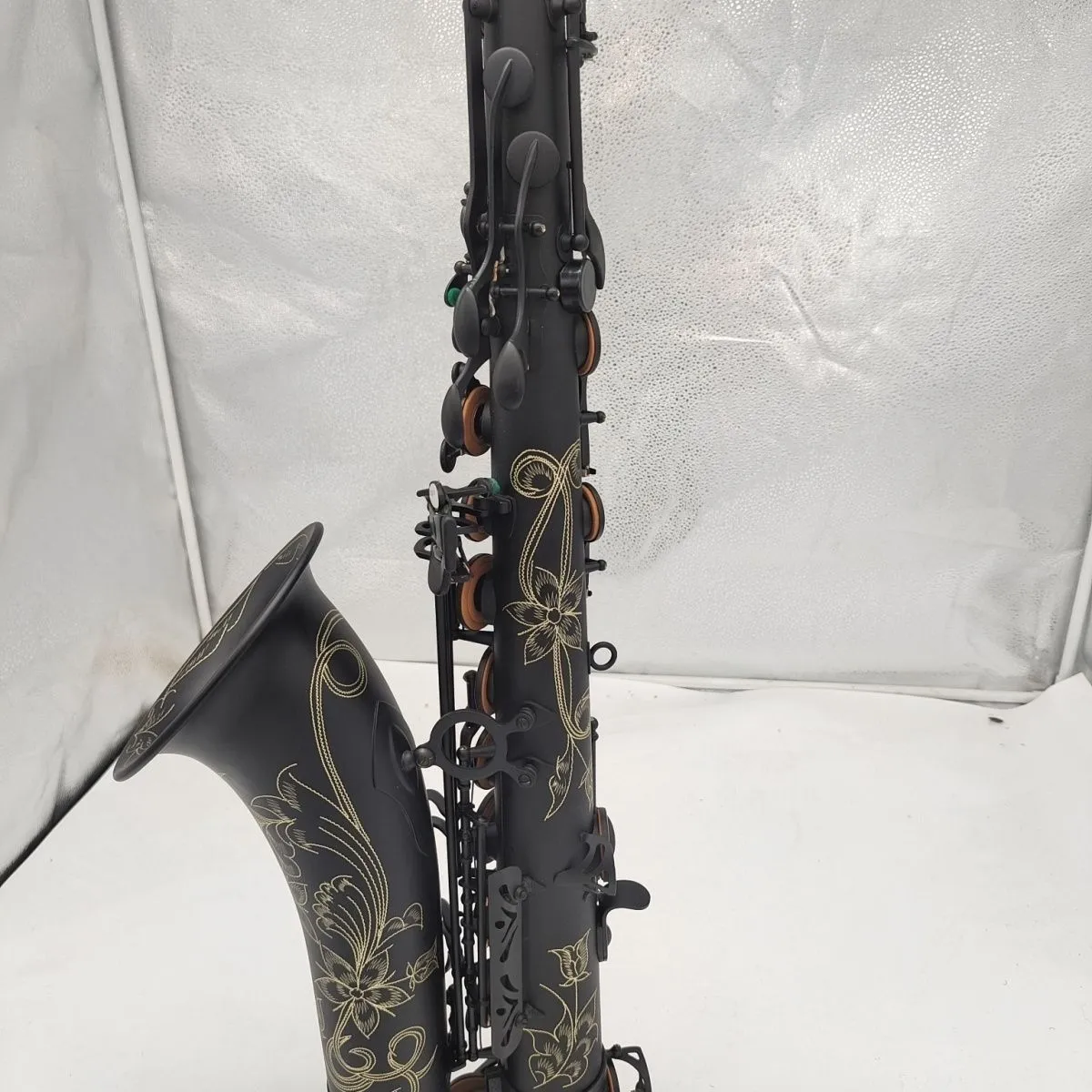 Zwart mat b-tone professionele tenorsaxofoon antiek geborsteld vakmanschap prachtig gesneden tenor sax van hoge kwaliteit toon