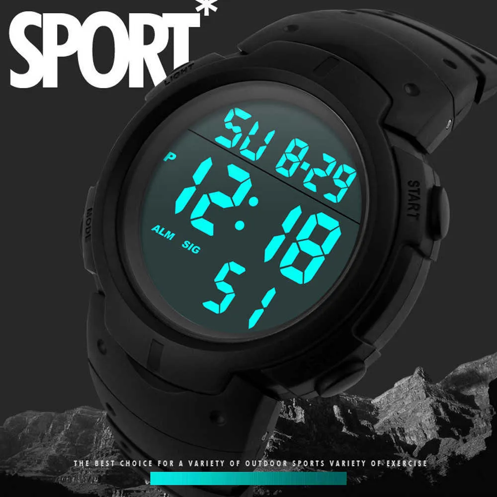 Sport Casual Led Klockor Män Digital Clock Multi-Functional Gummi Man Fitness Army Military Electronic Watch