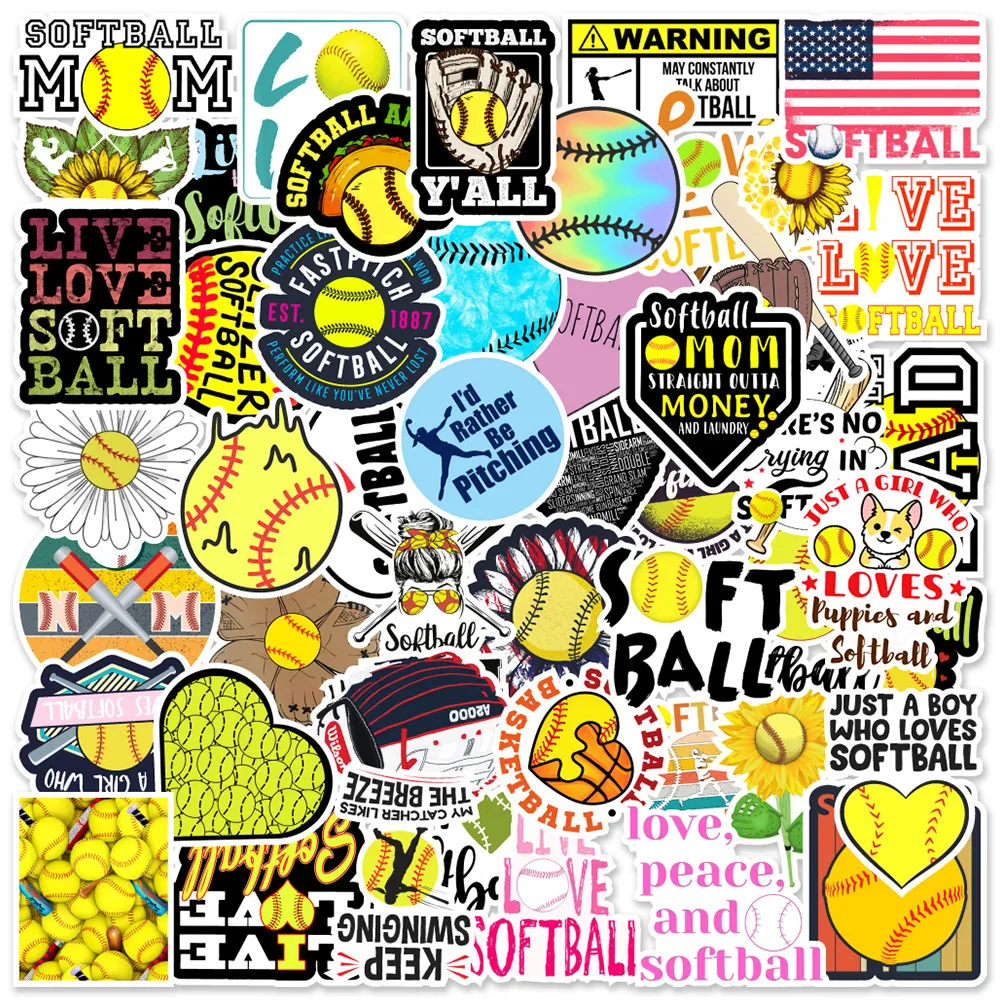 Nieuwe sexy 50 -stcs softbal sport graffiti stickers cartoon stickers klassieke kinderen speelgoed Diy Diary koffer plakboek telefoon laptop fietssticker