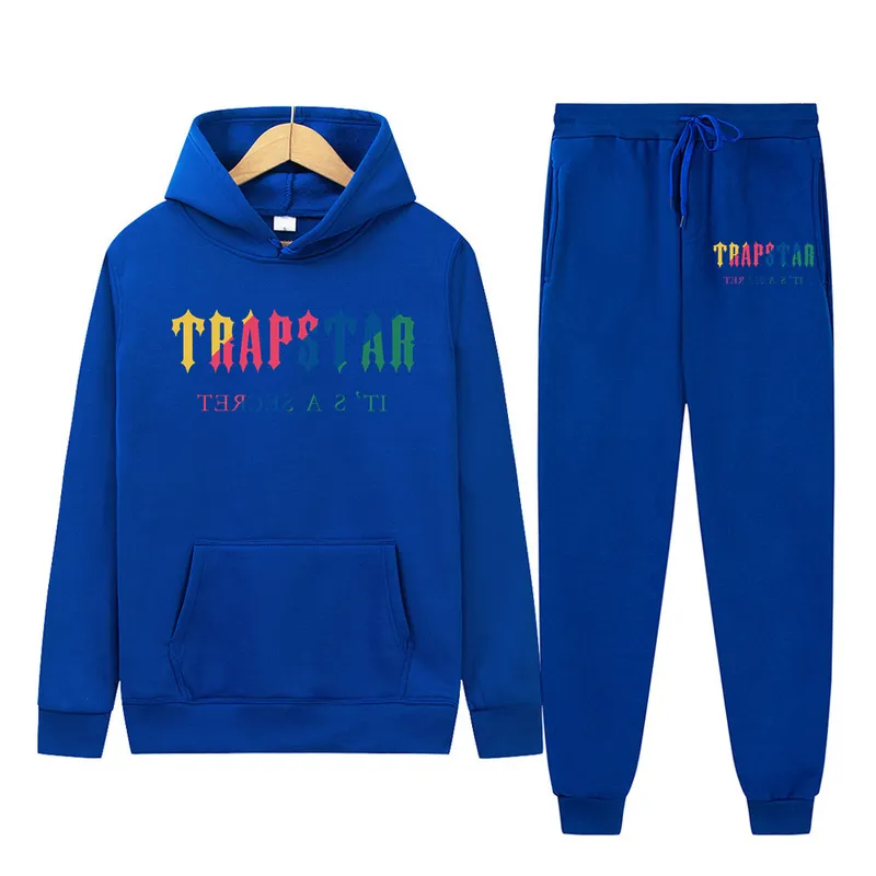 الخريف/الشتاء العلامة التجارية trapstar tracksuit رجال هوديي الرياضة مجموعات الموضة قوس قزح Plush التطريز Fleece Sweetshirt swingshirt 220602