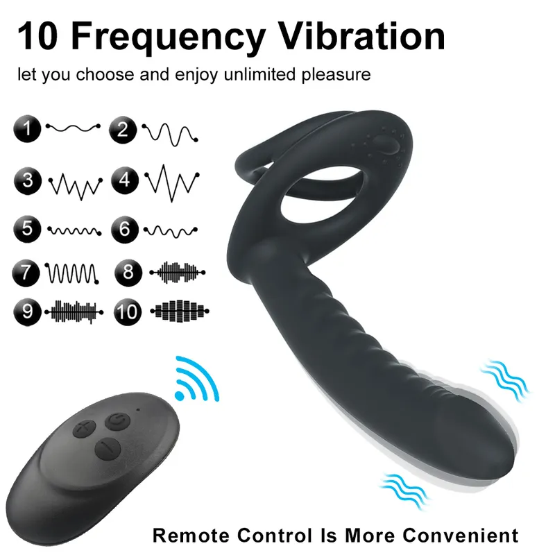 Silicone Anal Vibrator Thrusting Prostate Stimulator Massager Delay Ejaculation Lock Ring Anal Butt Plug Sex Toys Dildos for Men 220817