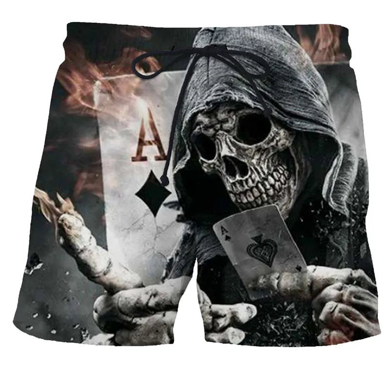 Summer Casual Shorts Spodnie sportowe Mężczyznę Skull Card Beach Fashion Gym Oversised 220611