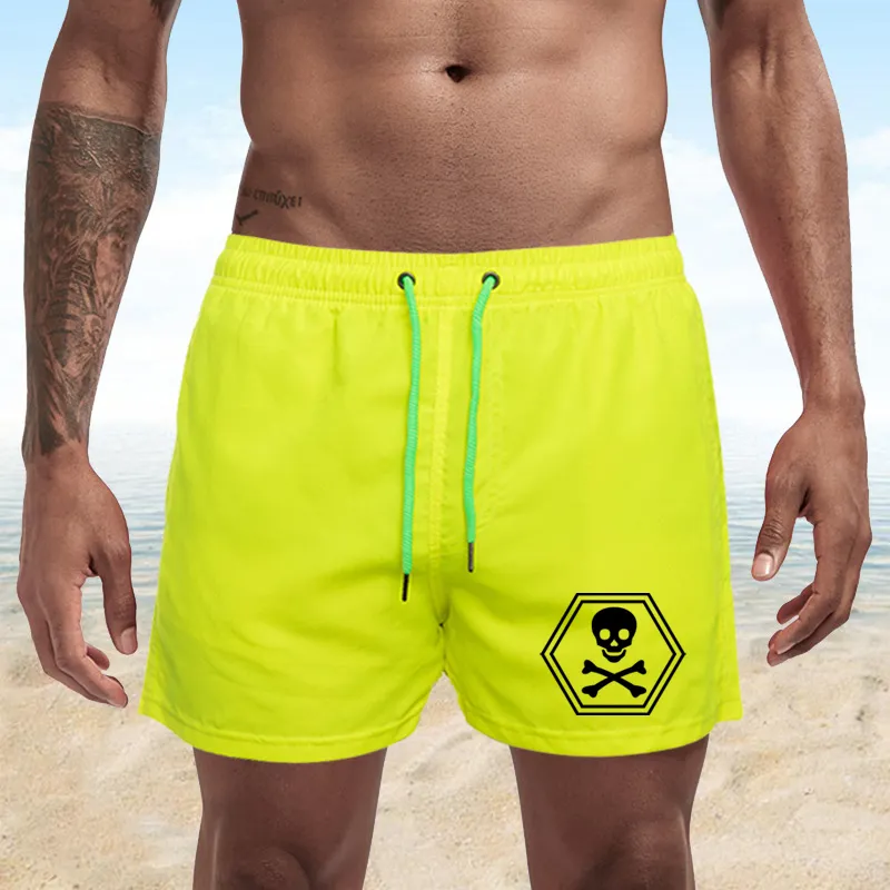 Sommer Männer Surfen Shorts Schnell Trocknend schädel Kopf Gedruckt Tasche Schwimmen Männlichen Casual Atmungsaktive Beachwear Jogging Kurze 220425