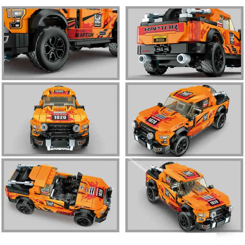 Campeões de Velocidade Ford F-150 Moc SUV Off-Road Pull-Back Car - Figuras de carro de construção Blocos de construção Rally Ralers Modelo Tijolos Brinquedos para Kid AA220317