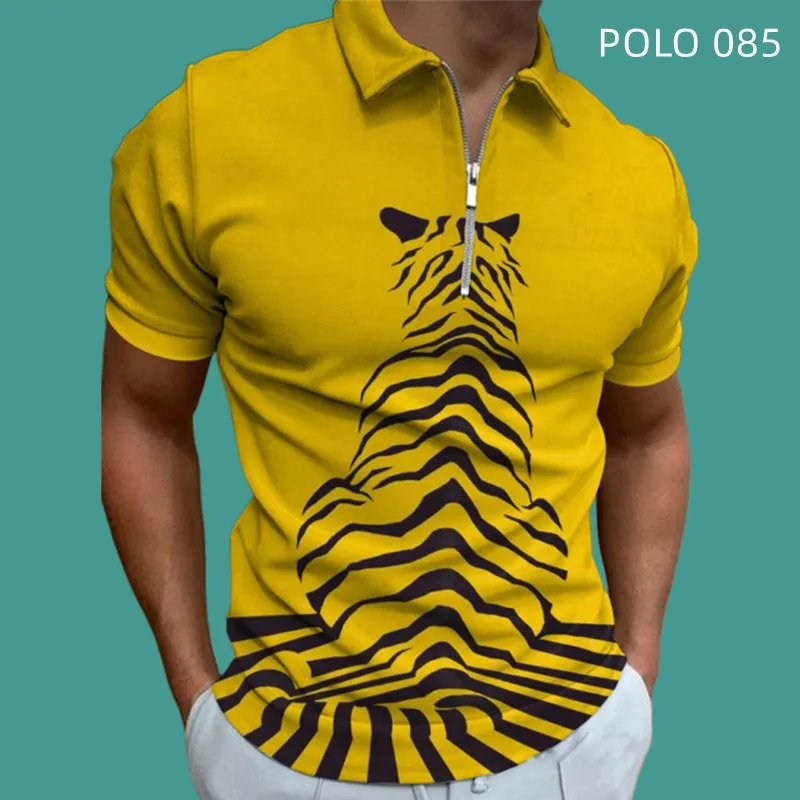 Polo à manches courtes pour hommes, vêtements surdimensionnés, hauts d'été respirants, maille en Fiber de Polyester, fermeture éclair à revers, 220504