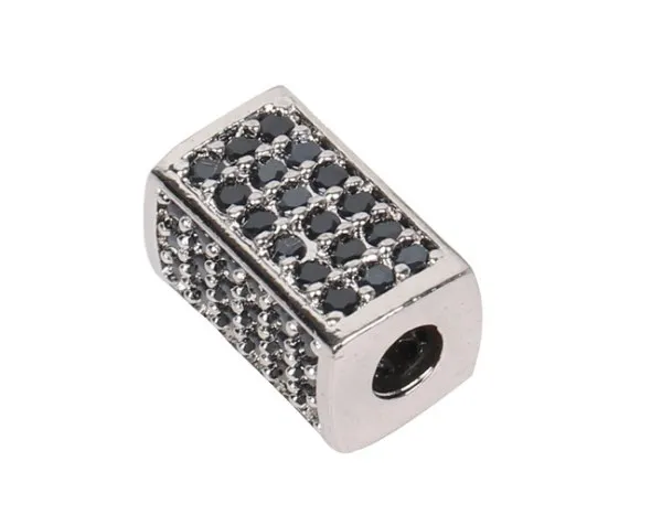 tubo di cristallo micro pave cz zircone cubic zirconia perline rame argento oro nero placcato braccialetto accessori hf34