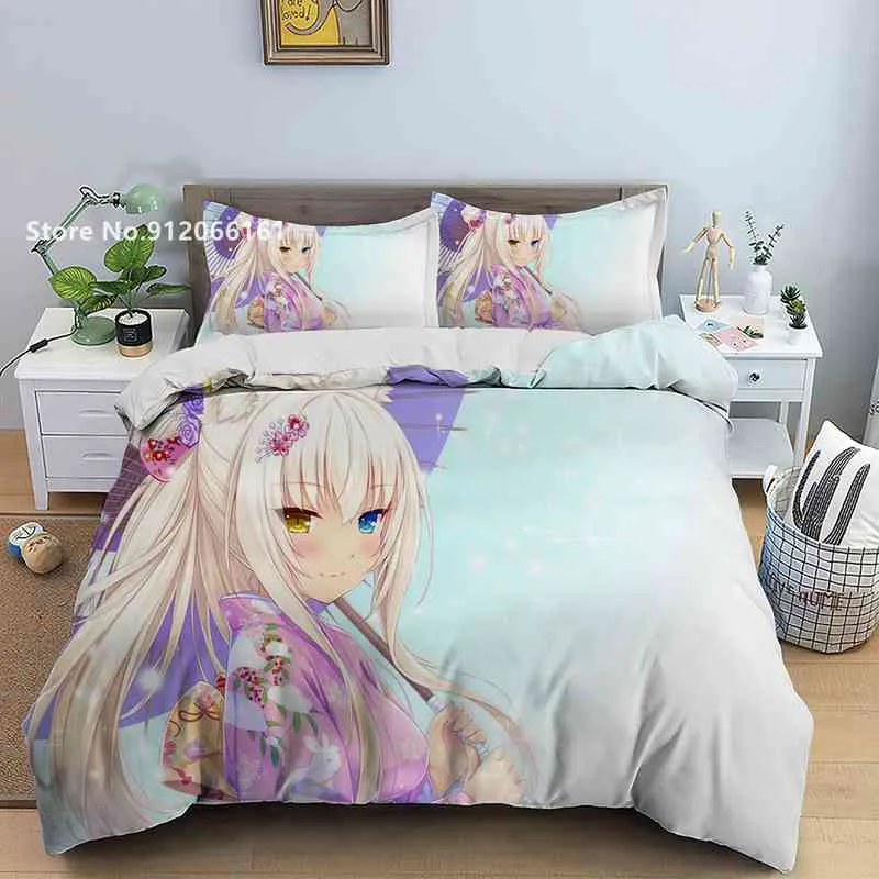 Conjunto de roupas de cama nekopara impressão 3d Sexy Girl Duvet Capa De desenho animado Cama de anime Single Queen King Proga de venda quente Custom