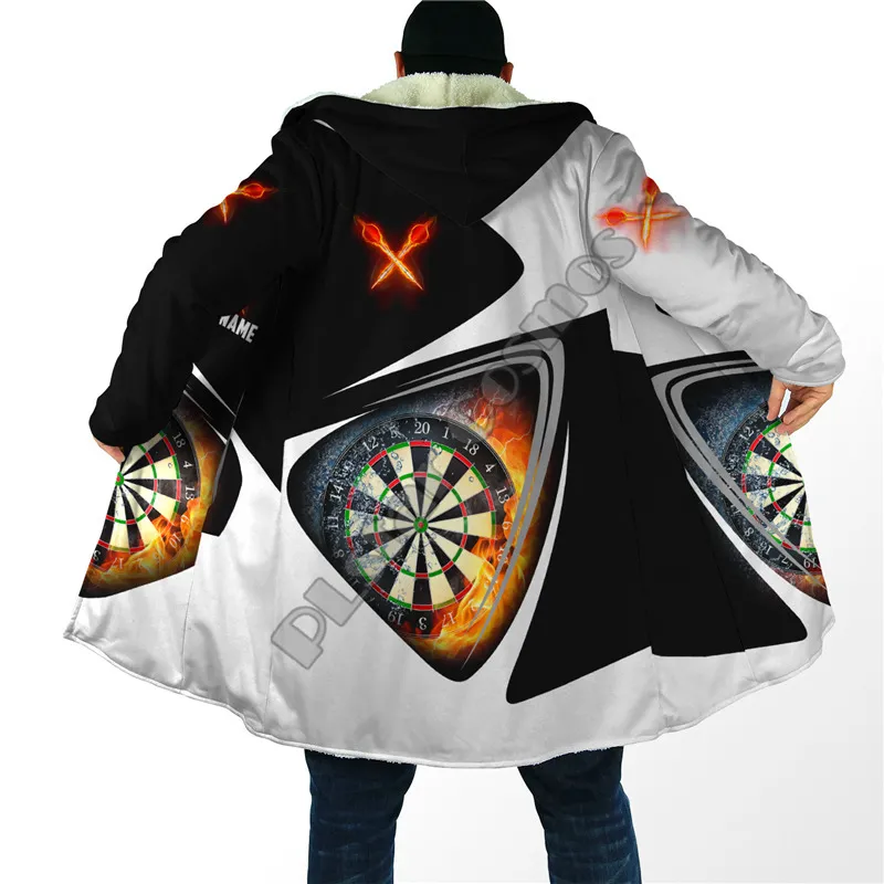 Darts speler aangepaste naam 3d geprinte mode winter mannen vrouwen capuchon cloaks fleece windbreaker unisex casual warme overjas 220704