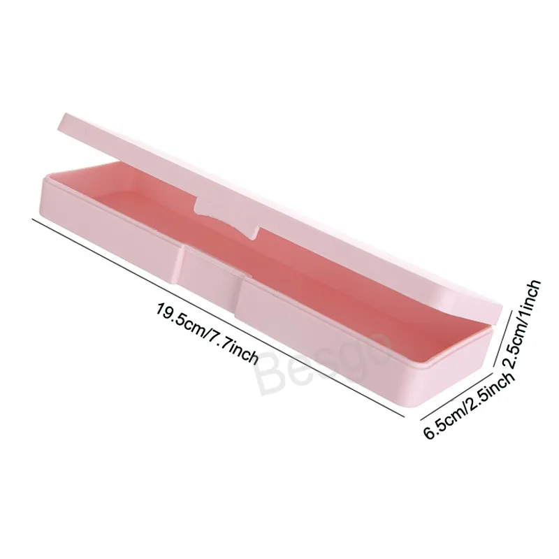 단색 플라스틱 펜 상자 학생 연필 케이스 사각형 젤 펜스 박스 다기능 저장소 케이스 스쿨 문구 용품 BH7000 TYJ