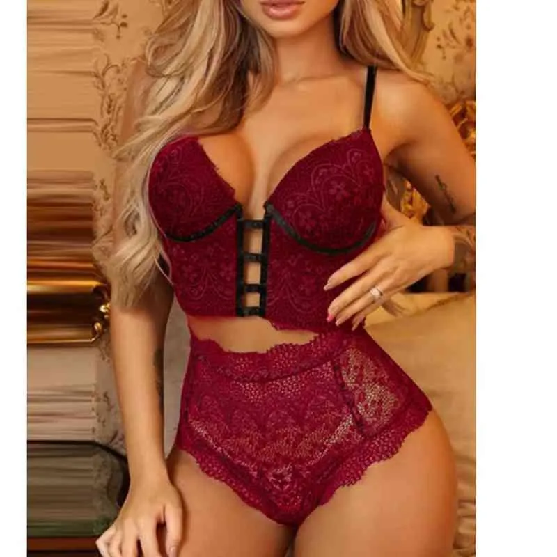 Reggiseno senza bretelle sexy in pizzo da donna Set corto Reggiseno con fasciatura vuota Set di biancheria intima da donna L220727