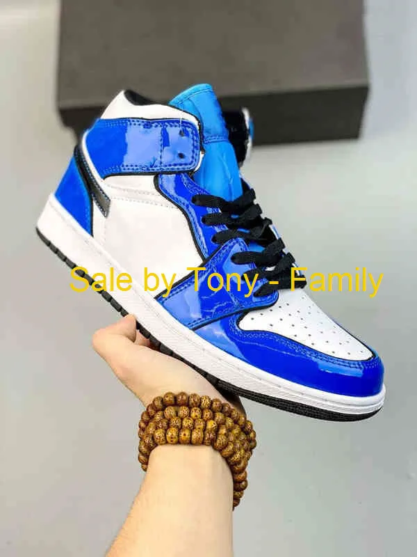 Consegna in 12 giorni 1s High OG Patent verde Scarpe da basket Pelle verniciata verde fluorescente Blu 1 Jumpman Uomo Donna Sneakers sportive