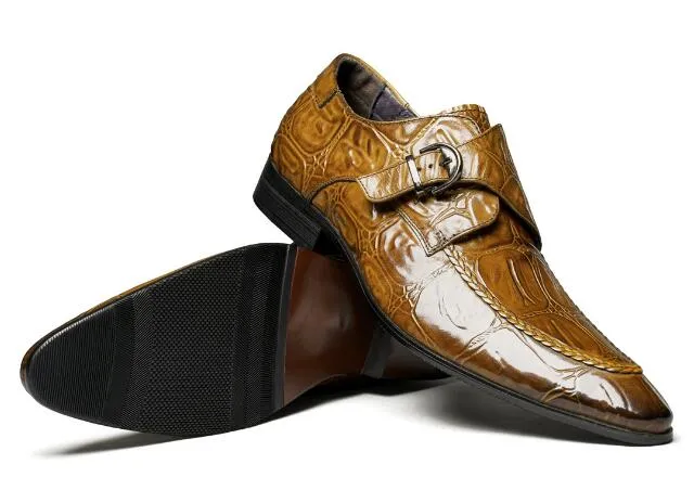 Handmade apontou toe homens sapatos de alta qualidade monk sapatos fivela de couro genuíno vestido formal sapatos masculinos