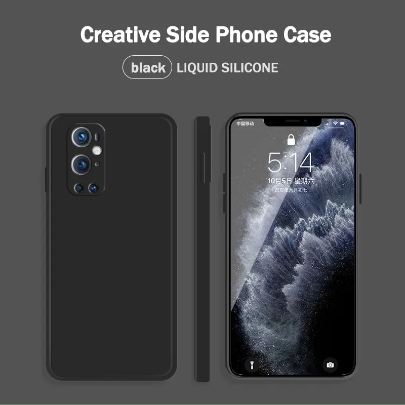 Luxury Rak Edge Design Square Liquid Silicone Telefonväskor för OnePlus 9 Pro 8T 8 Pro Ultra-Thin Soft TPU Back Cover Fundas