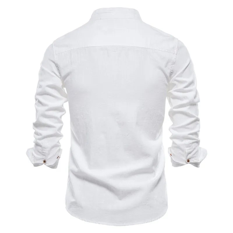 AIOPESON Spring Cotton Social Shirt Men Solid Color High Quality Long Sleeve for Lapel Casual 's s 220323