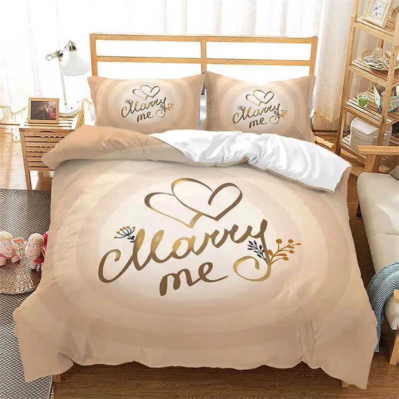 愛のテーマの寝具セットロマンチックなカップル羽毛布団カバーローズ花柄の掛け布団枕カバーキングアダルトルーム装飾