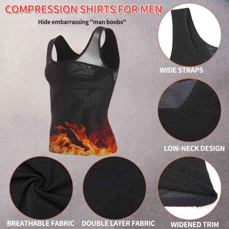 Camicia di compressione del torace shapewear nascondere ginecomastia moobs shaper shaper shaper addome corset slim 220622