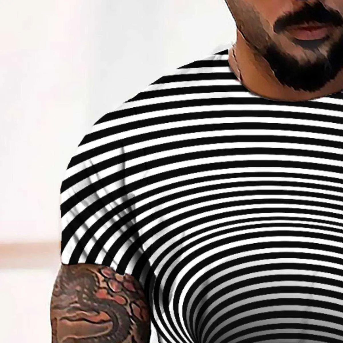 夏のメンズTシャツファッション3Dデジタル印刷渦ビジョン男性カジュアルルーズ半袖Tシャツ通気性緩いトップ