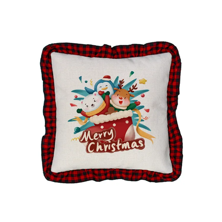 Sublimation Blank Pillow Case Red Lattice DIY Heat Transfer Printing Cushion Cover Throw Sofa Pillowcover Home Decor F0427