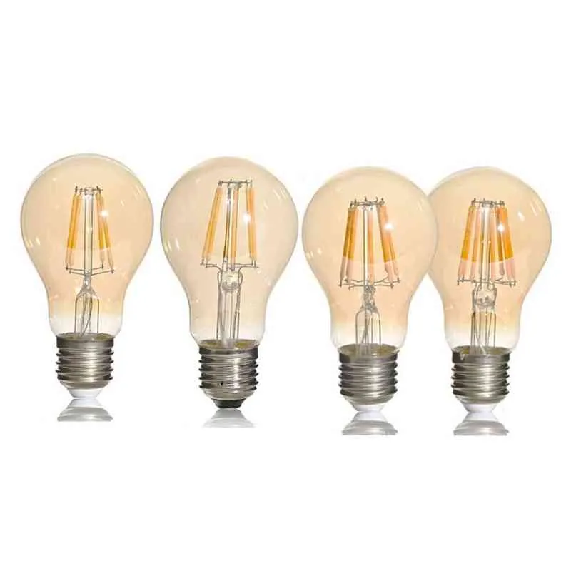 Edison LED Ampoule Rétro Ampoule Vintage Ampoule À Incandescence E27 Grande Vis Bouche Chaud Jaune Lumière A60 Edison Lampe Ampoule Décor H220428