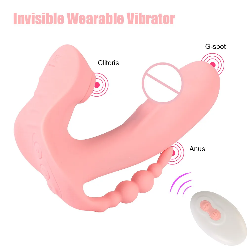 3 Sucking Vibratör Dil yalama Vajina Anal Klitoris Stimülatör Kadınlar İçin Seksi Oyuncaklar Döndürme Boncuklar Giyilebilir yapay penis