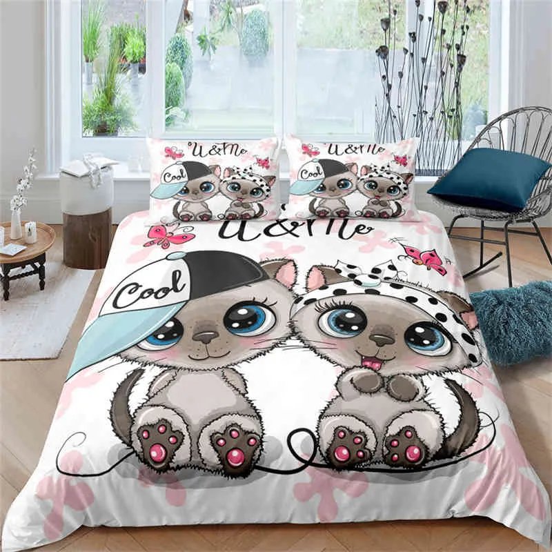 الكلاب الكرتون CAT Dogs Toddler Fleding for Kids Teens Kittens Animals Microfiber 3D Davet Cover Coverces Decord Decor