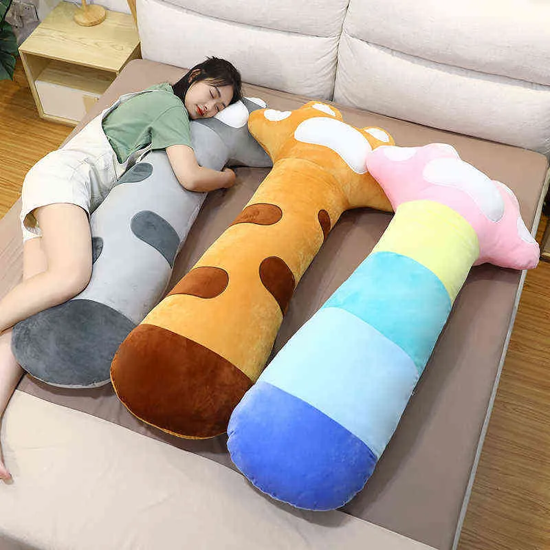 Cm Kawaii Long Cat Leg Cuddle Stuffed Rainbow Ornamental Cushion Home Decor Bed Sleeping J220704