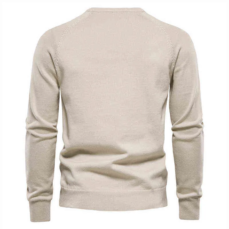 100% maglione da uomo in cotone Soild Plaid O-Neck Pullover Male di qualità Magari autunnali invernali uomo Abbigliamento Fashion Pull Homme G22801