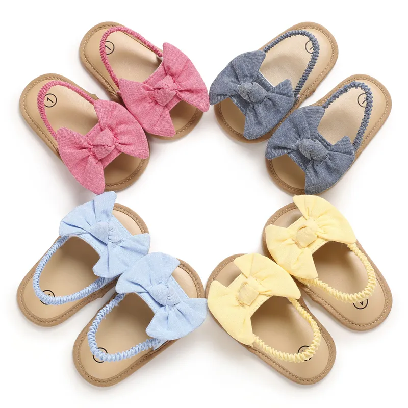 Sandales d'été pour bébés filles, chaussures simples décontractées, mignonnes, avec grand nœud, princesse, pour tout-petits