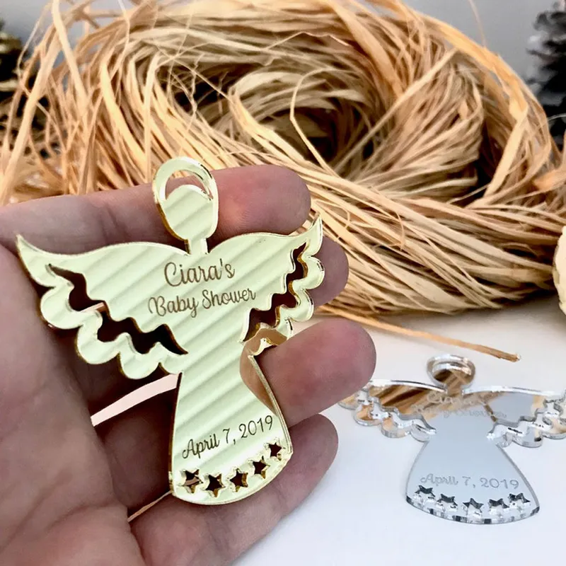 Custom Personalized Name Date TagsCommunion Angel Sigby Shower Christening Baptism FavorParty Decor For Wedding 220618