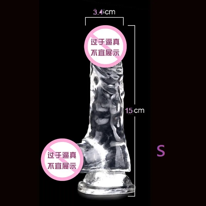 Four Size Crystal Dong Realistic Dildo Penis G-spot Clitoris Stimulator Massager with Suction Cup Anal Vagina sexy Toy for Women