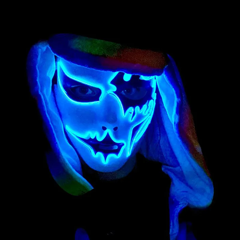 Glow Party Cosplay Masque Néon Masque Masque LED Masque Masquerade Party Masques LED Light up Props Glow In The Dark Costume Fournitures 220716