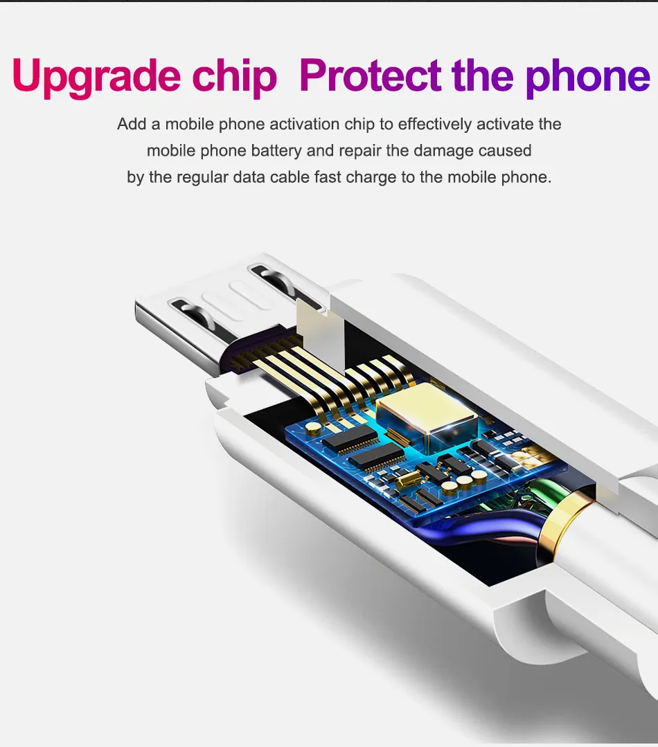 Cable Micro USB 1,5 m Cable de cargador rápido Sincronización de datos de resorte Carga rápida para Samsung S8 S9 S20