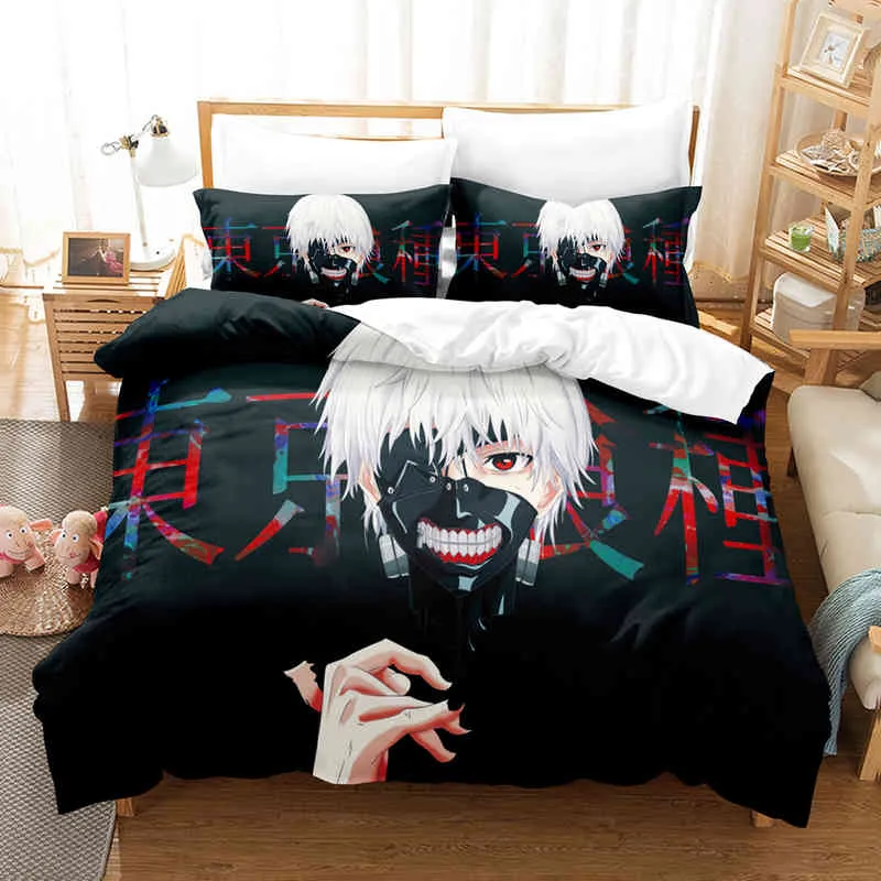 Japan Anime Tokyo Ghoul Set di biancheria da letto bambini Fashion Copripiumino stampato 3d Single Double Queen King Size Dropshipping