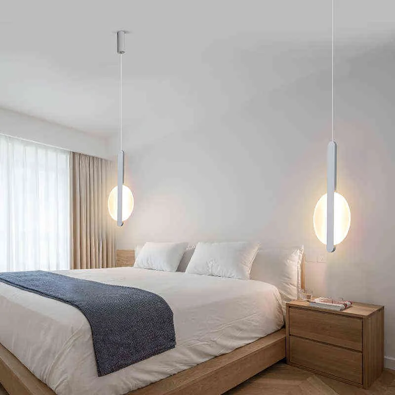 Lámpara colgante nórdica para mesita de noche, lámpara colgante para dormitorio moderno, accesorio de iluminación LED, luces de suspensión populares W22032273c