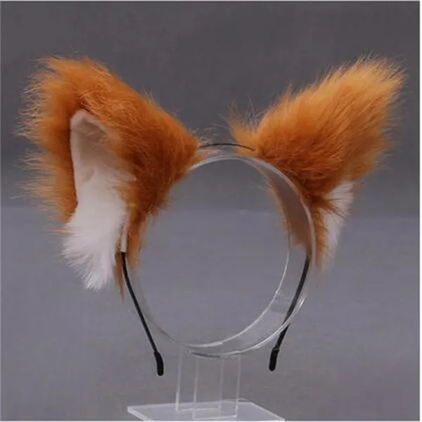 Lolita Cosplay Cat Ears Opaska na głowę Anime Dance Party Costume Wolf Fox Uch Plush Hairband Girls Kawaii Hair Akcesoria Props GC1529271H