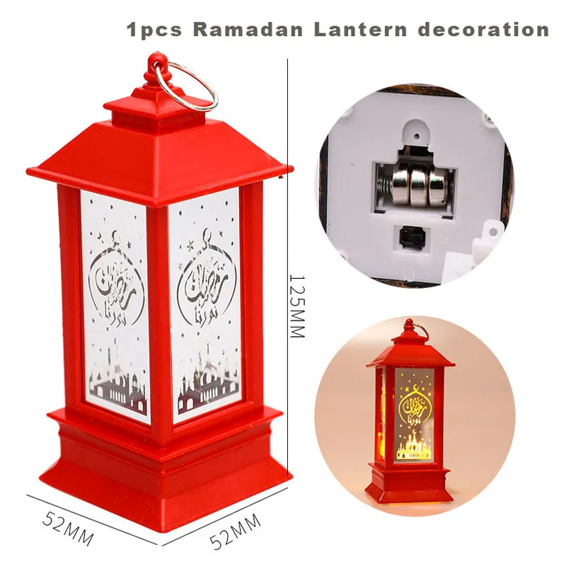 Ramadan Lantern Decoratie LED -lichten Eid Mubarak Decor Lamp Islam Moslim feestgeschenken Crafts Home Desktop Eid Decorations 220815