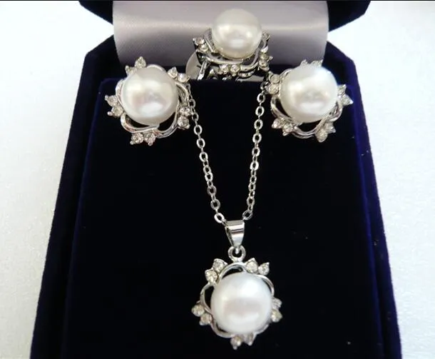 Akoya Cultured Pearl ring earrings necklace Pendant set AAA Grade