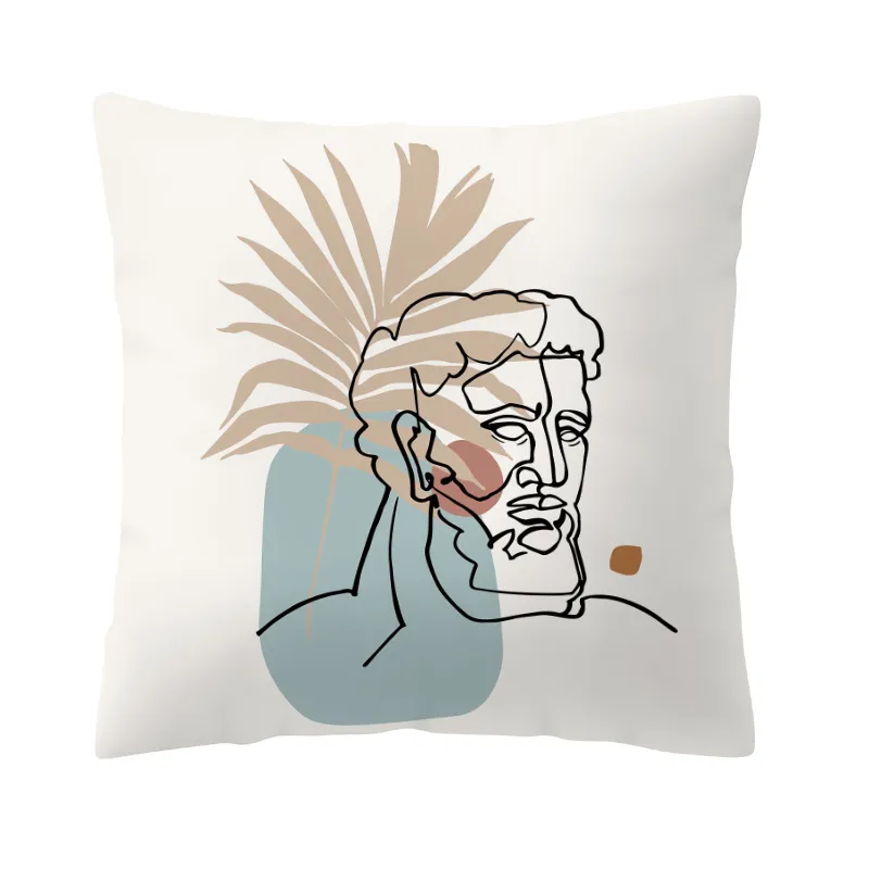 Taie d'oreiller Creative Art abstrait Housse de coussin 45 45 Mythologie occidentale Fern Face Taie d'oreiller carrée Décoration de la maison Taies d'oreiller 220714